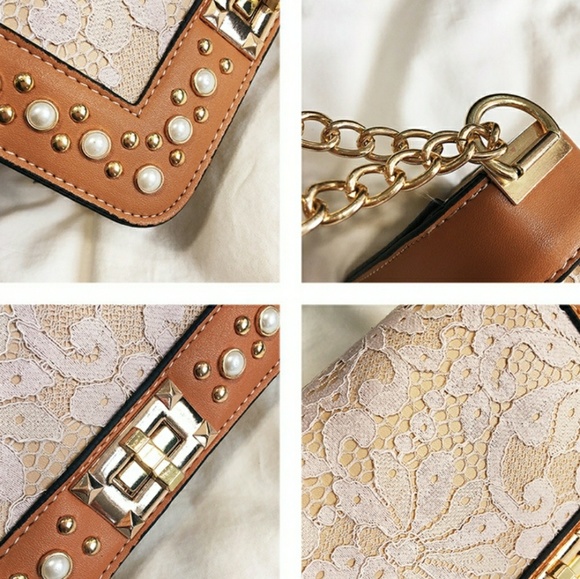 Studded Lace Detail Sling Purse - Picture 4 of 6